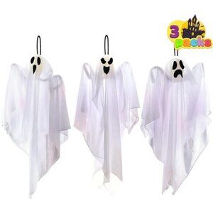 3 Pack Halloween Party Decoration 27.5" Hanging Ghosts, Cute Flying Ghost